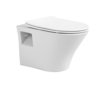 Унитаз подвесной Aquanika Basic Rim AQB101-00 безободковый с сиденьем микролифт белый